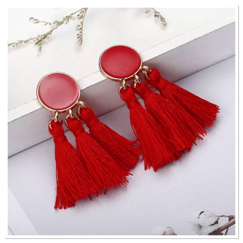 Red Tassel Earrings